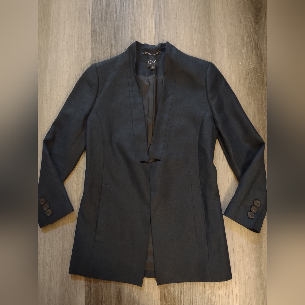 AYR Linen Navy Blue  Women's Blazer Sz 6 - Picture 2 of 12
